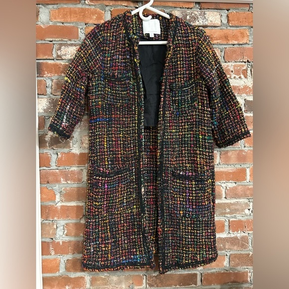 Anthropologie Ett Twa Multicolor Tweed Women's Coat Size XS - Picture 6 of 16